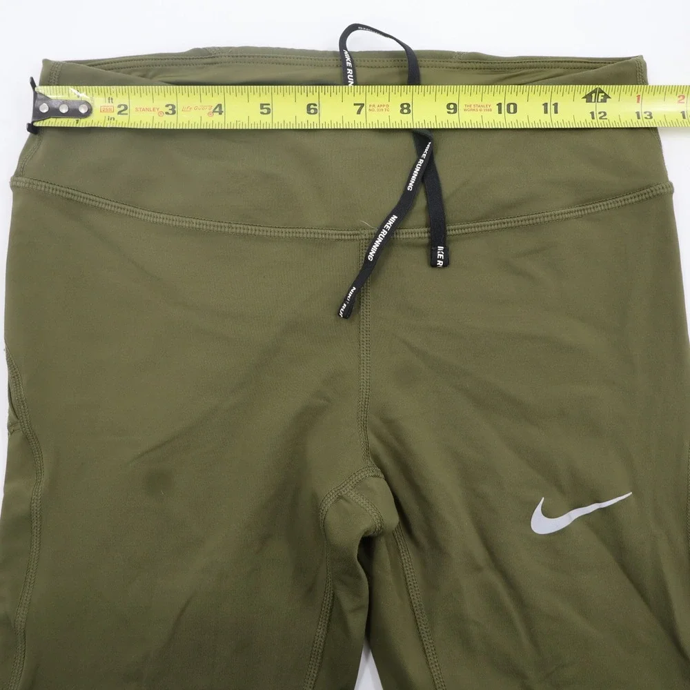 Nike Dri-FIT Running Leggings Womens Small Olive‎ Green Good 890323-395 Cropped